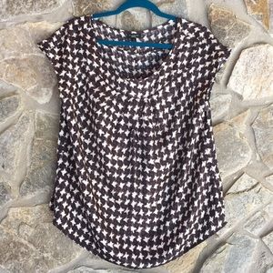 Talbots black and white  cap sleeved 100% silk top